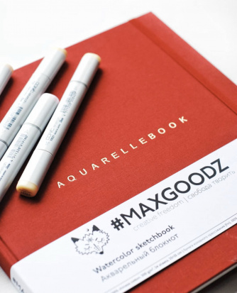Скетчбук для акварели "Aquarellebook" 25х25 см, 24 л, 300г/м2, хлопок, обложка Винный