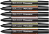 Набор художественных маркеров "Pro", 6 цветов, коричневые оттенки