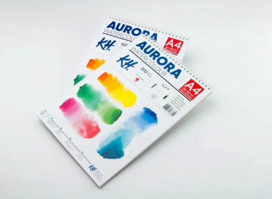 Альбом для акварели на спирали Aurora Hot А4 12 л 300 г/м² 100% целлюлоза