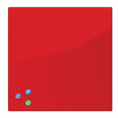 Доска магнитно-маркерная стеклянная, красная, 45х45 см, 3 магнита