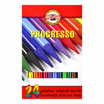 Карандаши цветные художественные "Progresso", 24 цвета, 7,1мм, в лаке, без дерева