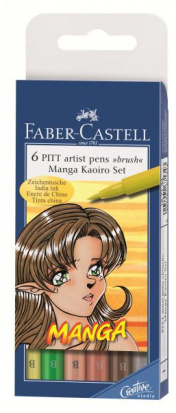 Набор капиллярных ручек Pitt brush "Manga Kaoiro", 6 цв. 