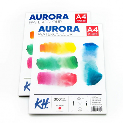 Альбом-склейка для акварели Aurora Hot А4 12 л 300 г/м² 100% целлюлоза