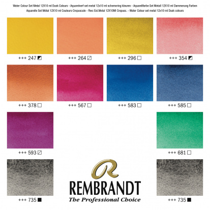 Набор акварельных красок "Rembrandt" Dusk 12цв*10мл тубы в металле (сумеречные цвета)
