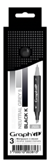 Набор маркеров "Graph IT" 3шт Black&White блендер, серый, черный