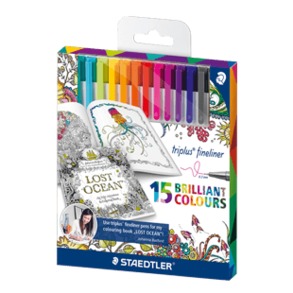 Ручки капиллярные "Triplus 334 Johanna Basford" набор 15 цв., 0,3мм Ручки капиллярные "Triplus 334 Johanna Basford" набор 15 цв., 0,3мм