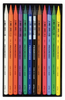 Карандаши цветные художественные "Progresso", 12 цветов, 7,1мм, в лаке, без дерева, заточенные Карандаши цветные художественные "Progresso", 12 цветов, 7,1мм, в лаке, без дерева, заточенные