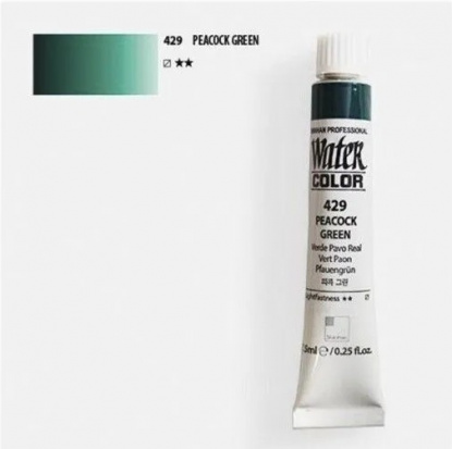 Краска акварельная "Watercolor Pro" 429 зеленый павлин 7,5 мл sela25