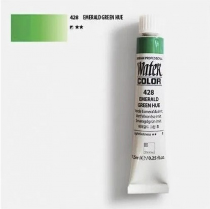 Краска акварельная "Watercolor Pro" 428 зеленый изумрудный 7,5 мл sela25