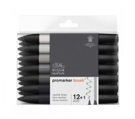 Набор художественных маркеров "PROMARKER BRUSH" 12 нейтральные тона 