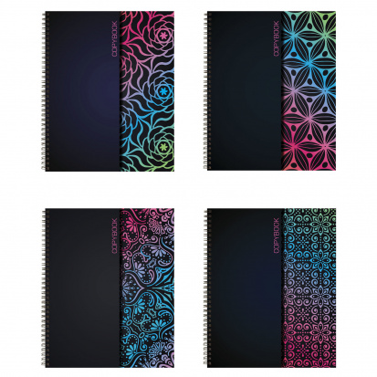 Тетрадь А5, 48 л, ЭКО, гребень, клетка, обложка картон, АБСТРАКЦИЯ