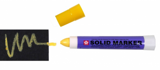 Маркер "Solid" на твердой основе цветной желтый стержень 12мм