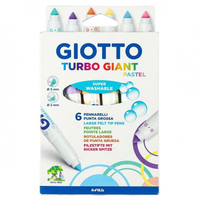 Набор фломастеров "Turbo Giant", 6 цв, пастельные  