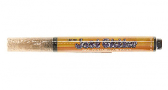 Маркер "Deco Fabric" для темных и светлых тканей 2-3мм, с золотыми блестками на прозрачной основе Маркер "Deco Fabric" для темных и светлых тканей 2-3мм, с золотыми блестками на прозрачной основе