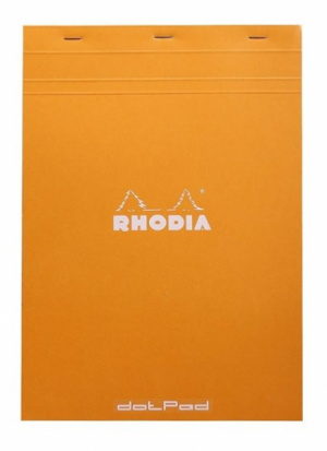 Блокнот в точку на скобах обложка: картон, оранжевый, листы: белые, 80г/м2, 80л