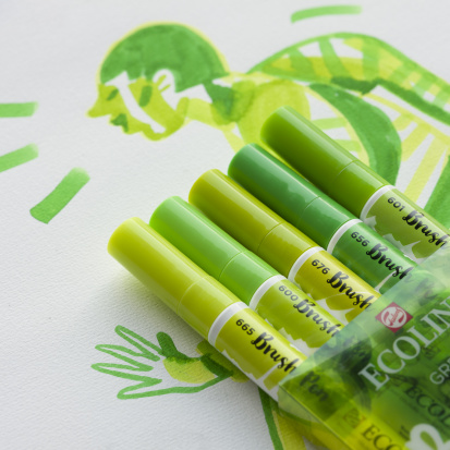 Набор маркеров "Ecoline" 5шт, зеленые цвета