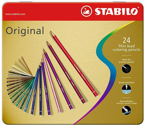 Набор цветных карандашей "Original", с тонким грифелем, 24 цвета, в металле