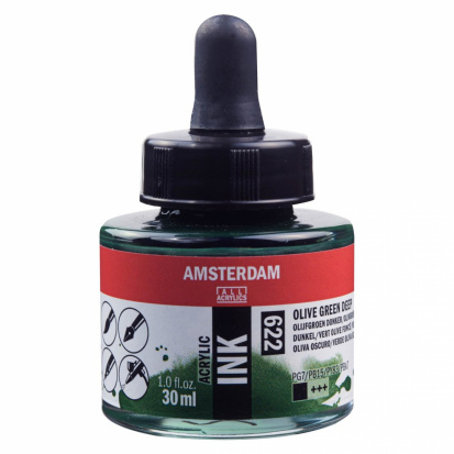 Чернила акриловые Amsterdam, цвет зеленый оливковый насыщенный