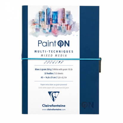Скетчбук для смешанных техник "Paint'ON", 32л, A5, на сшивке, 250г/м2, крупнозеронистая