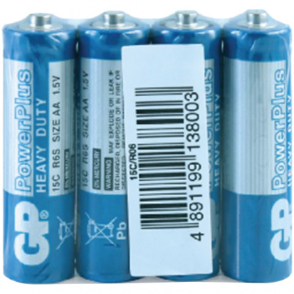 Батарейка GP AA (R06) 15G солевая, OS4 (в упак. 4бат.)