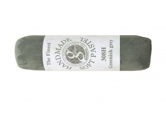 Пастель сухая мягкая круглая ручной работы №308, зеленовато-серый