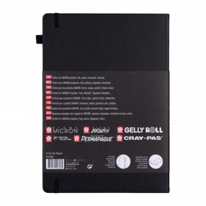 Скетчбук 21x30 см, 140г/м2, 80л, твердая обложка, чёрные листы 