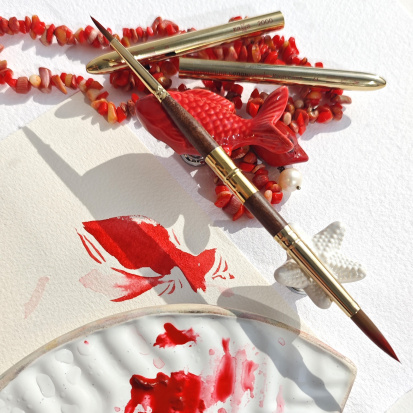 Кисть художественная "Классика", им. колонка, двухстороняя  круглая, №3 и №6, складная ручка