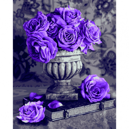 Картина по номерам на холсте ТРИ СОВЫ "Сиреневые розы", 40*50, с акриловыми красками и кистями