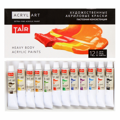 Набор акрила в тубах, "Акрил-Арт", 12цв, 20мл sela