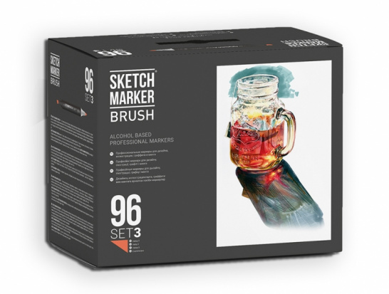 Набор маркеров Sketchmarker BRUSH 3 96шт пластик.бокс