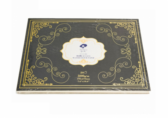 Скетчбук для акварели, черный, 300 г/м2, А4 (195х270мм), крупнозернистая, 20л sela25