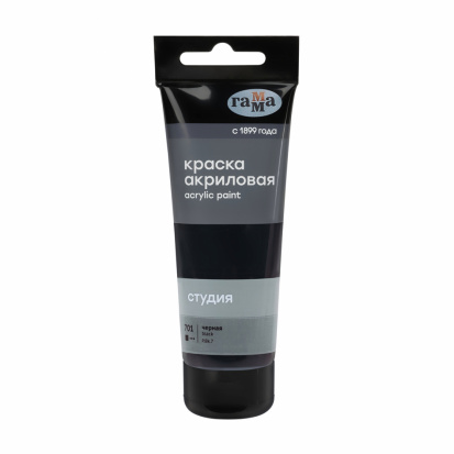 Краска акриловая художественная "Студия", 75мл, черная