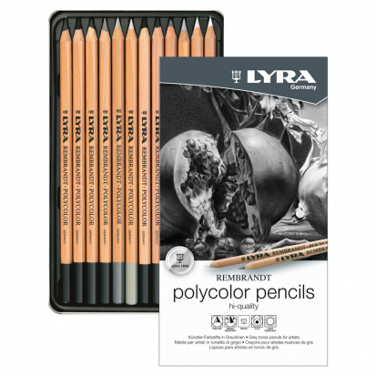 Набор цветных карандашей "Rembrandt Polycolor" 12 серых оттенков