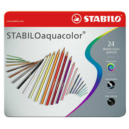 Набор акварельных карандашей "Aquacolor", 24 цвета, в металле