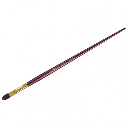 Кисть художественная "Вернисаж", синтетика бордовая, плоскоовальная, длинная ручка №2 sela25