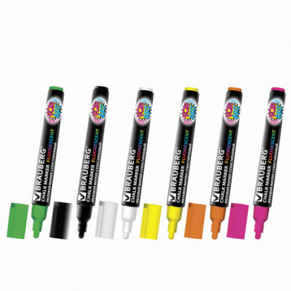 Маркеры меловые "Pop-art", набор 6шт, сухостир., для гладких поверхн., 5мм, АССОРТИ Маркеры меловые "Pop-art", набор 6шт, сухостир., для гладких поверхн., 5мм, АССОРТИ