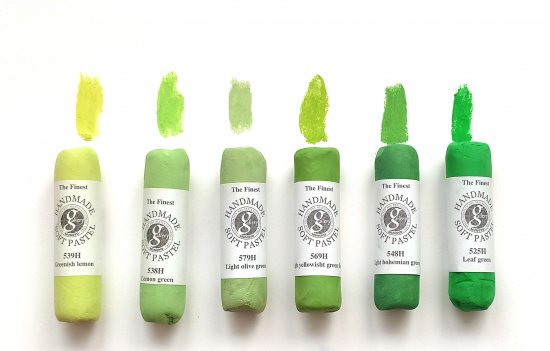 Пастель сухая мягкая круглая ручной работы №539, лимонно-зеленый