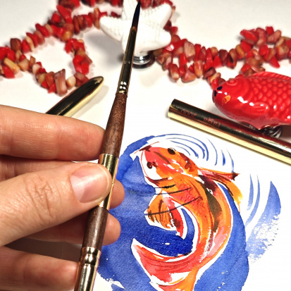 Кисть художественная "Классика", им. колонка, двухстороняя  круглая, №3 и №6, складная ручка