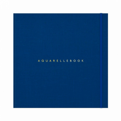 Скетчбук для акварели "Aquarellebook" 25х25 см, 24 л, 300г/м2, хлопок, обложка Синий