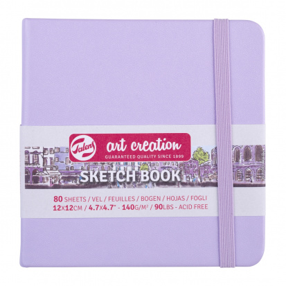 Блокнот для зарисовок Art Creation 140г/кв.м 12*12см 80л твердая обложка Фиолетовый пастельный