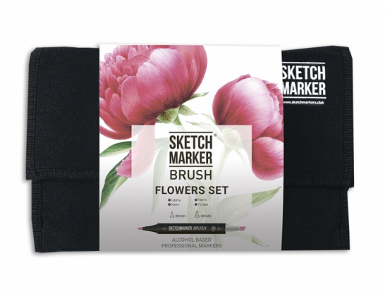 Набор маркеров Sketchmarker BRUSH Flowers Set 24шт цветы + сумка органайзер