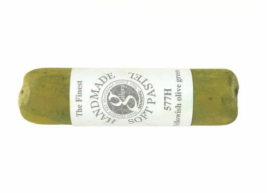 Пастель сухая мягкая круглая ручной работы №577, желтовато-оливково-зеленый