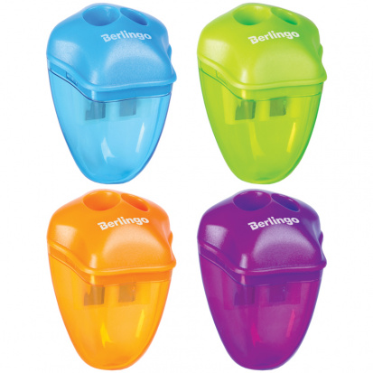 Точилка пластиковая "Spike XL", 2 отверстия, контейнер, ассорти, дисплей sela25