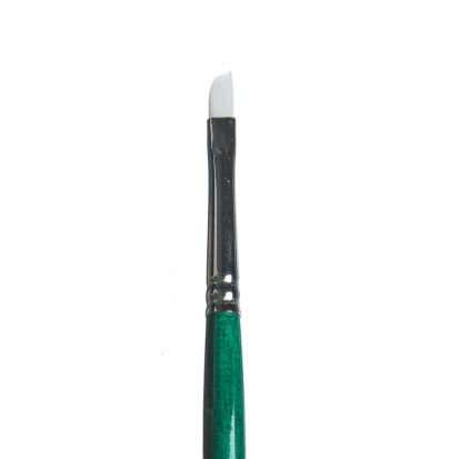 Кисть жемчужная синтетика, скошенная, длинная ручка "1P6G" №6, для масла, акрила, гуаши, темперы