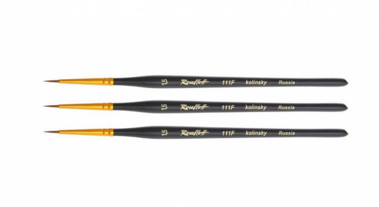 Кисть колонок круглая короткая ручка "111F " №1,5 для акварели, 3шт Кисть колонок круглая короткая ручка "111F " №1,5 для акварели, 3шт