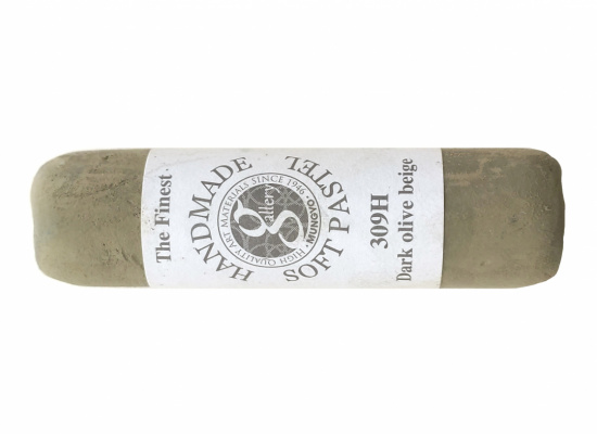 Пастель сухая мягкая круглая ручной работы №309, темно-оливковый бежевый