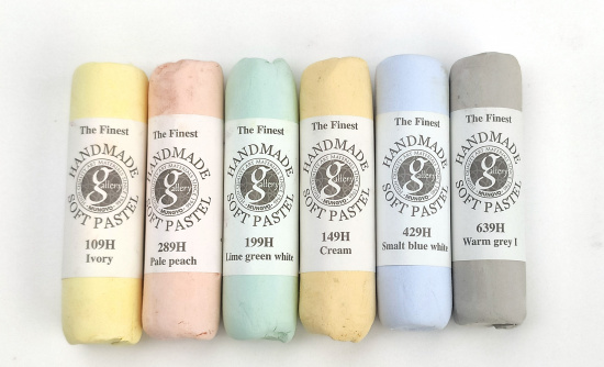 Пастель сухая мягкая круглая ручной работы №199, лаймово-зеленый белый Пастель сухая мягкая круглая ручной работы №199, лаймово-зеленый белый