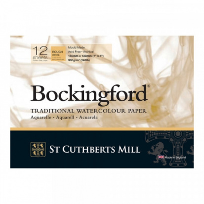 Склейка для акварели "Bockingford", белая, Rough \ Torchon, 300г/м2, 13x18см, 12л 