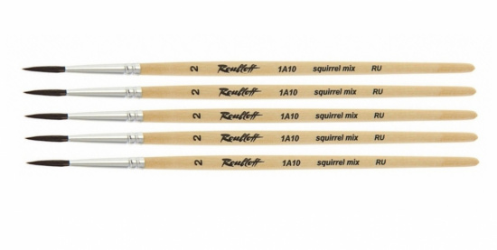 Кисть белка микс круглая короткая ручка "1A10" №2 для акварели, туши, 5шт