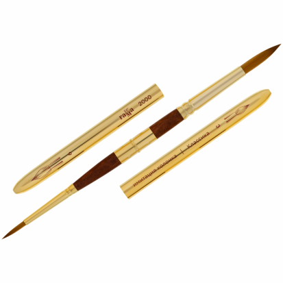 Кисть художественная "Классика", им. колонка, двухстороняя  круглая, №3 и №6, складная ручка